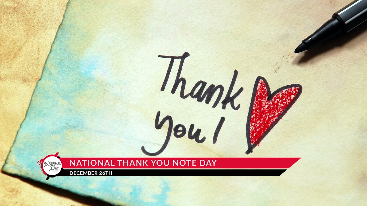National Thank You Note Day on December 26
