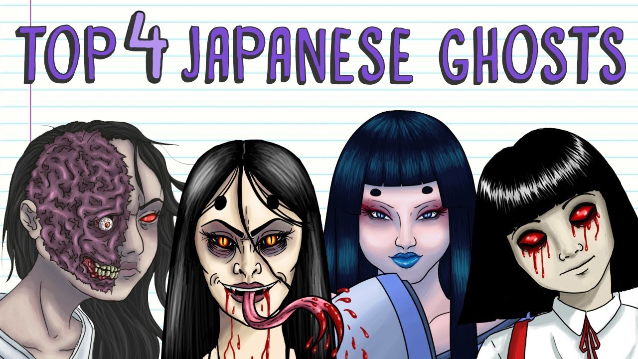 TOP 4 SCARY JAPANESE GHOSTS: HANAKO-SAN, NURE-ONNA, OIWA, YUKI-ONNA | Draw My Life