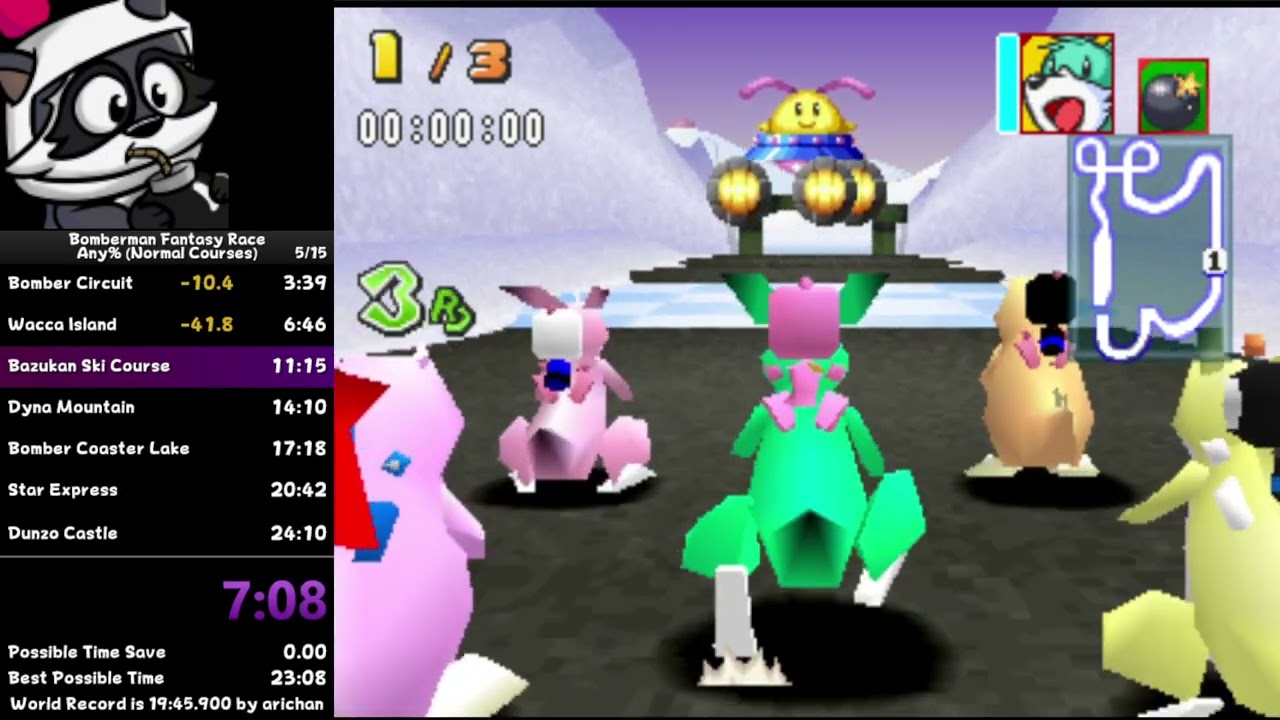 Bomberman Fantasy Race any% Speedrun in 23:25