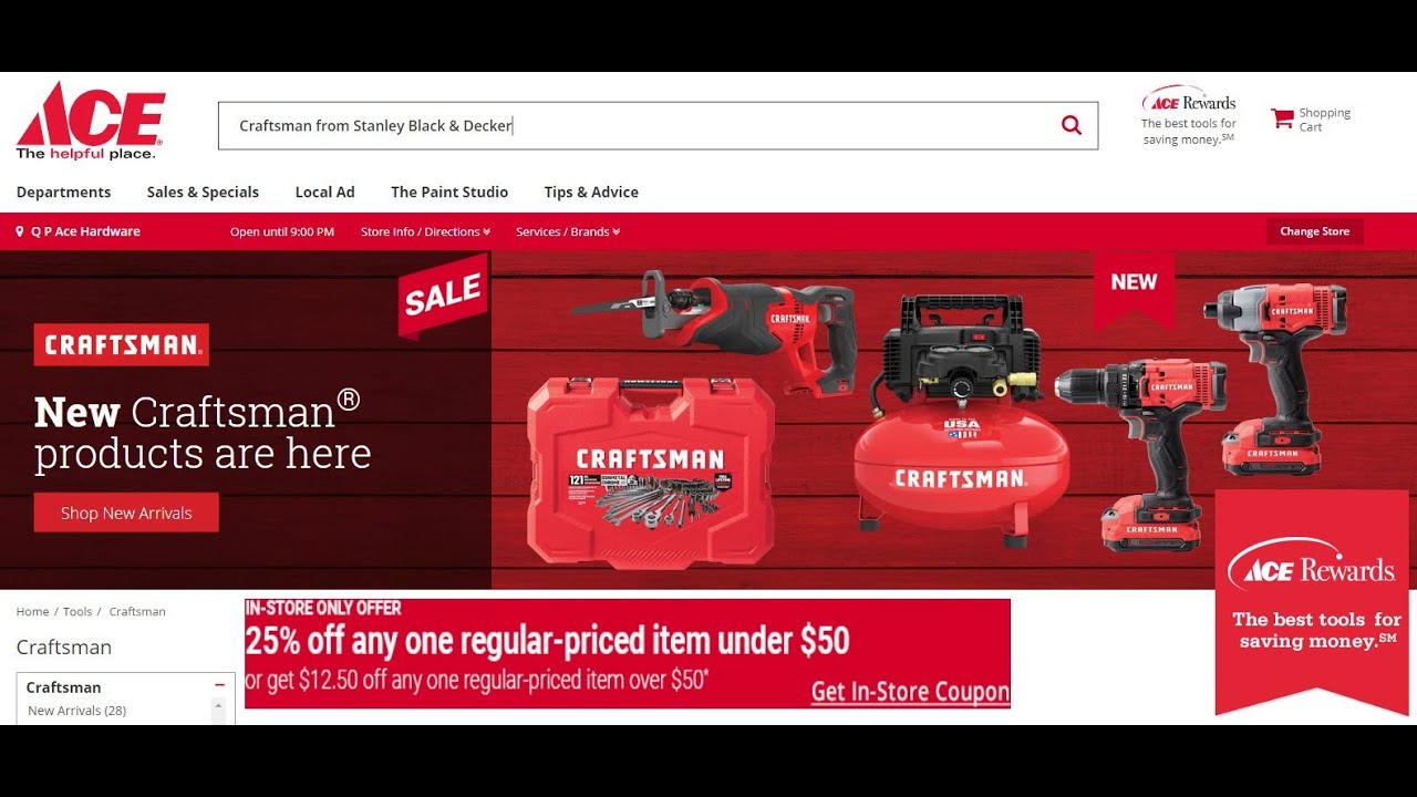 Craftsman at Ace Hardware moving to Craftsman by Stanley Black & Decker from Sears Stock in progress