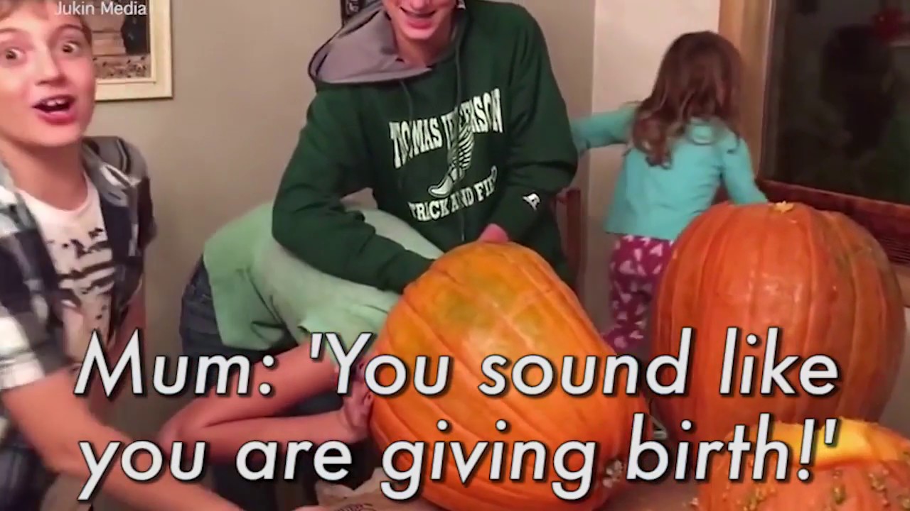 Girl gets head stuck in pumpkin