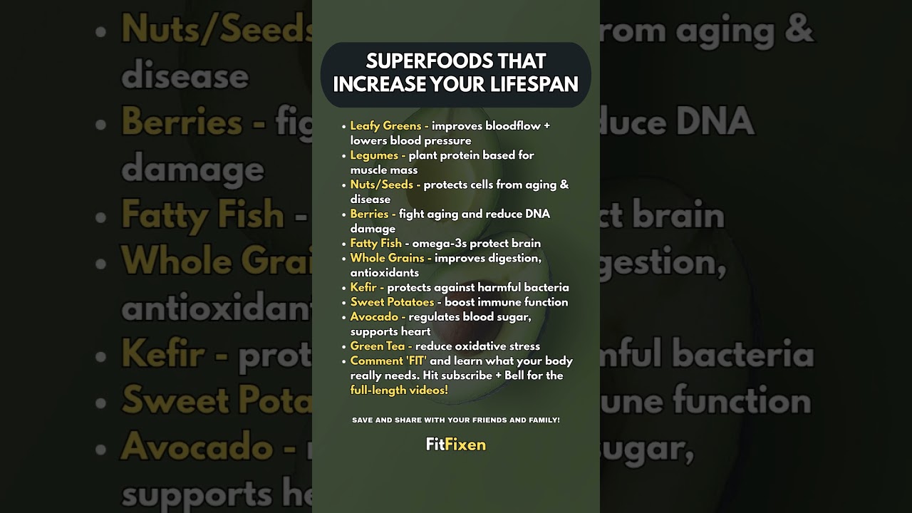 10 Foods That Add YEARS to Your Life! 🥑✨ #longevity #FitFixen