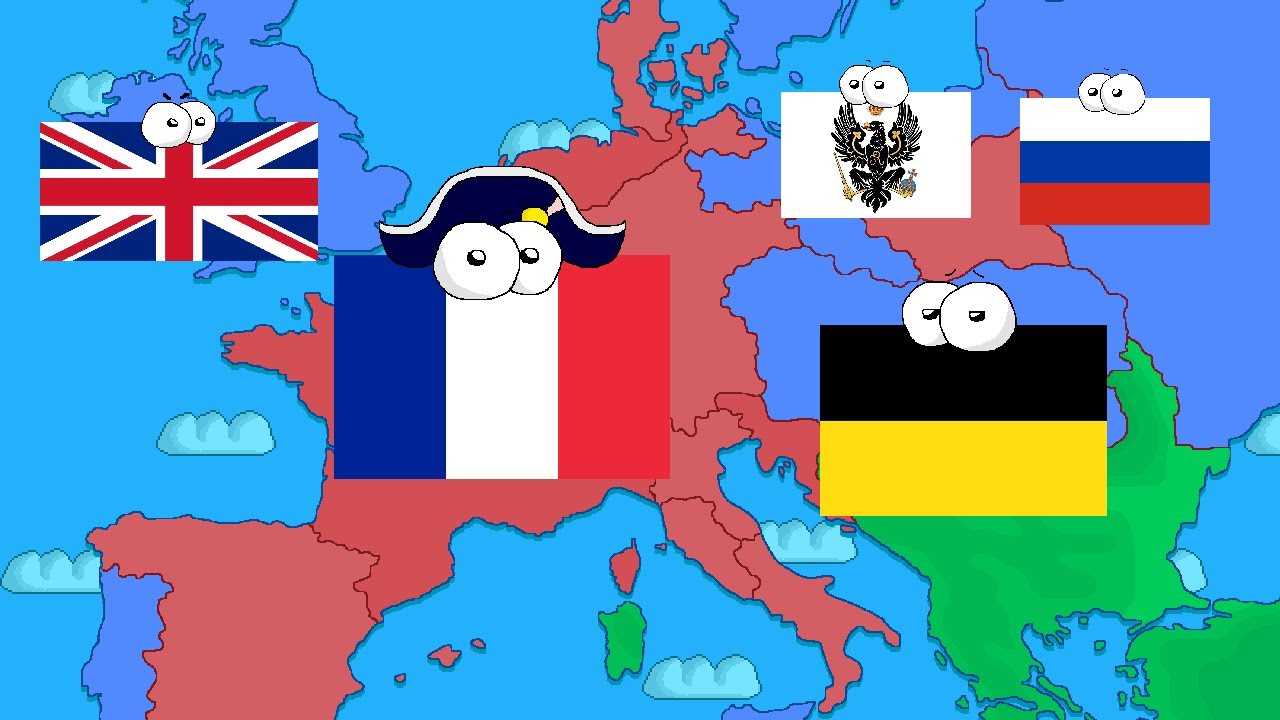 Révolution française et Napoléon - Résumé en carte avec pays qui parlent
