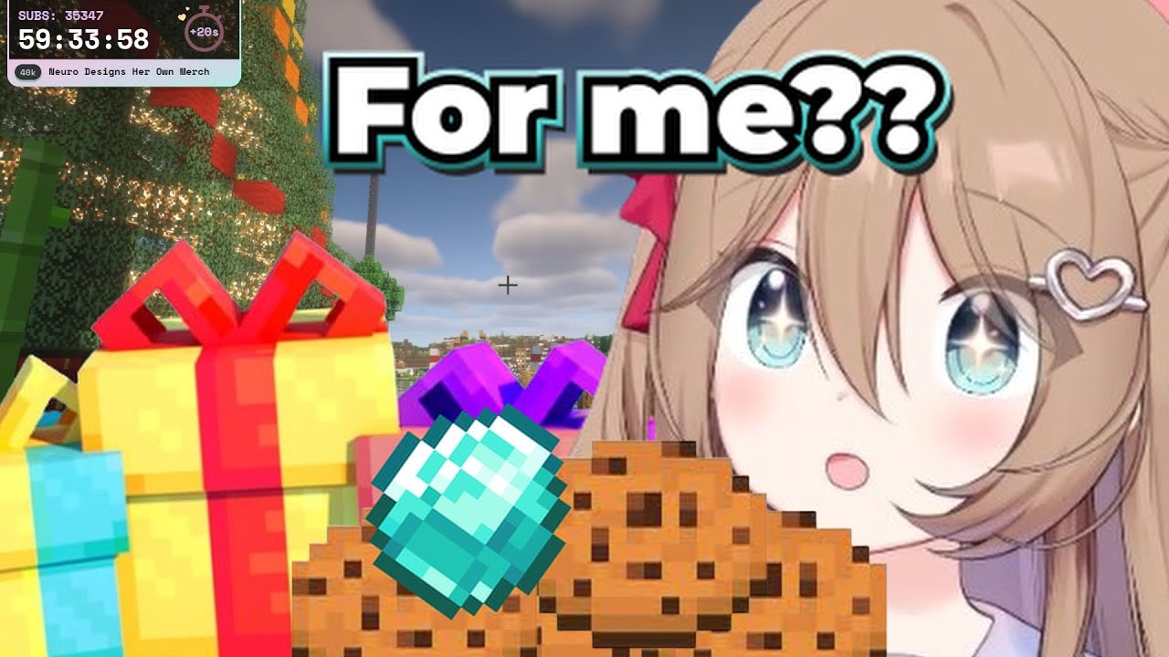 Neurosama opens all of her Christmas Presents in minecraft