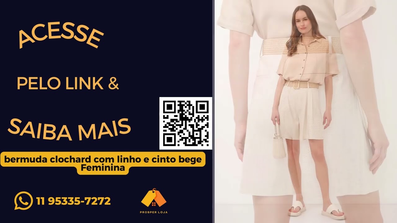 bermuda clochard com linho e cinto bege #moda #roupafeminina #mulher