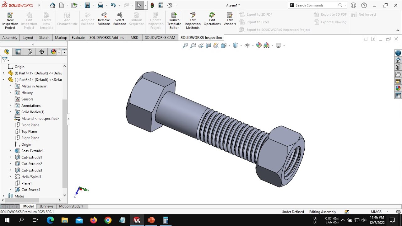 How to draw and design a Bolt Using Solidworks