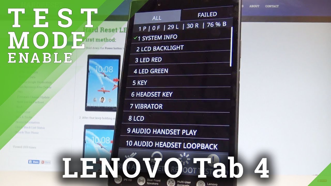 How to Open Test Mode in LENOVO Tab 4 - LENOVO Hardware Test Menu |HardReset.Info