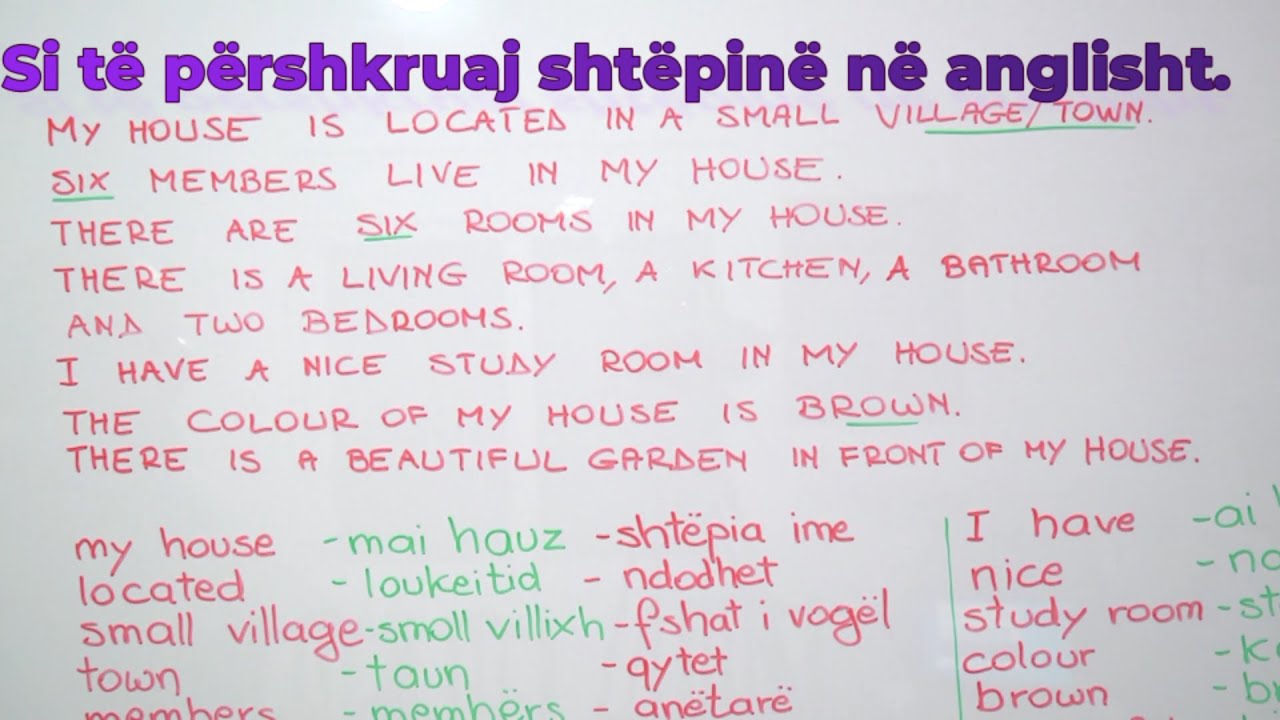 Si të përshkruaj shtëpinë në anglisht.