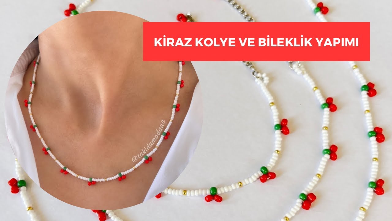 Kolay Kiraz Kolye ve Bileklik Yapımı 🍒/ Easy Cherry Necklace and Bracelet Making