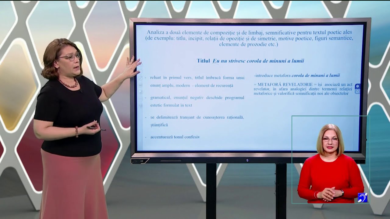 TeleŞcoala: Limba română clasa a XII-a – Lucian Blaga: „Eu nu strivesc corola de minuni a lumii”
