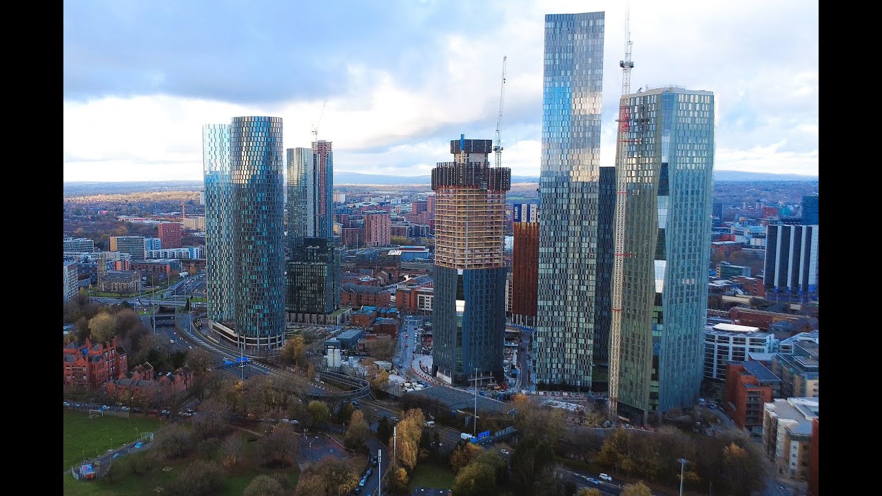Manchester Skyscrapers at Deansgate Square plus The Blade and Three60 Towers
