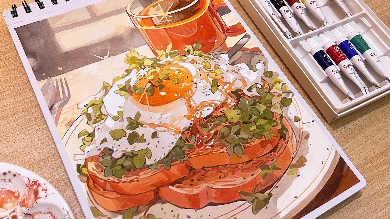 🍳Paint with me || Food art, cozy vibe 🍃