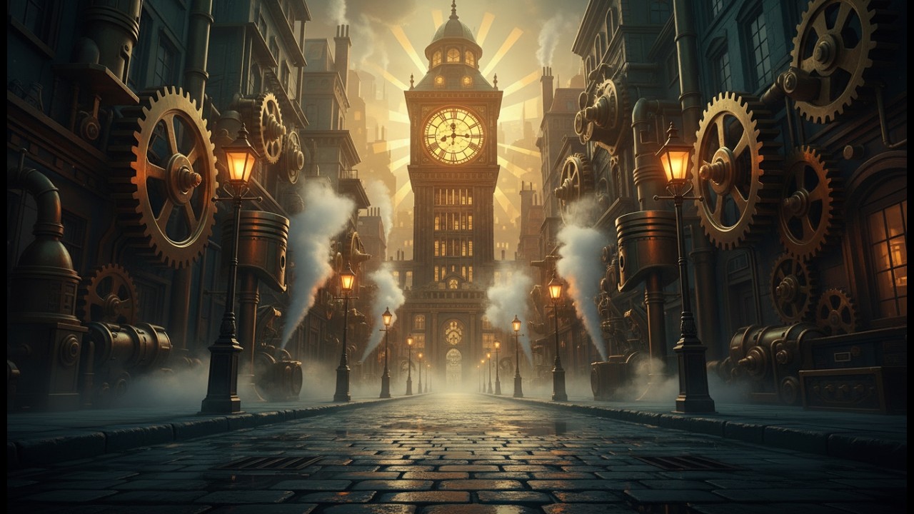 Walking in a Steampunk City ⚙️ A Cinematic Fantasy Journey [HD]