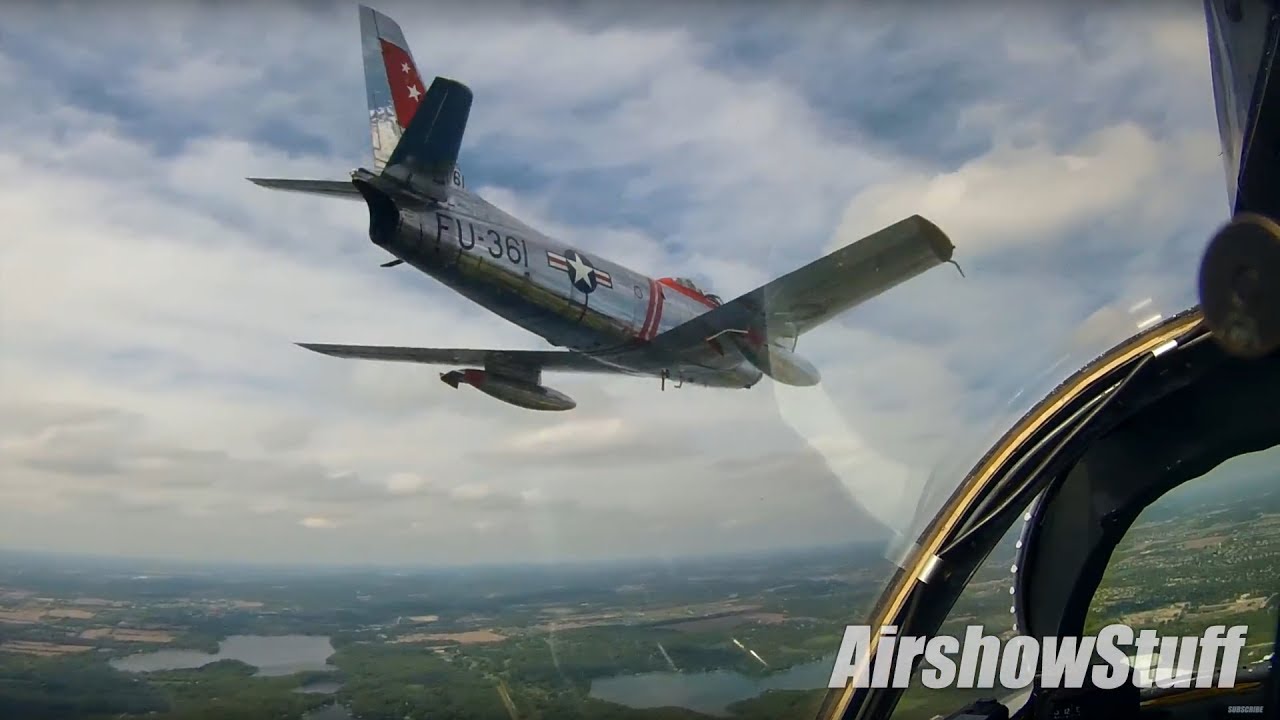 MiG-17 and F-86 Cockpit Cams - Formation Flying