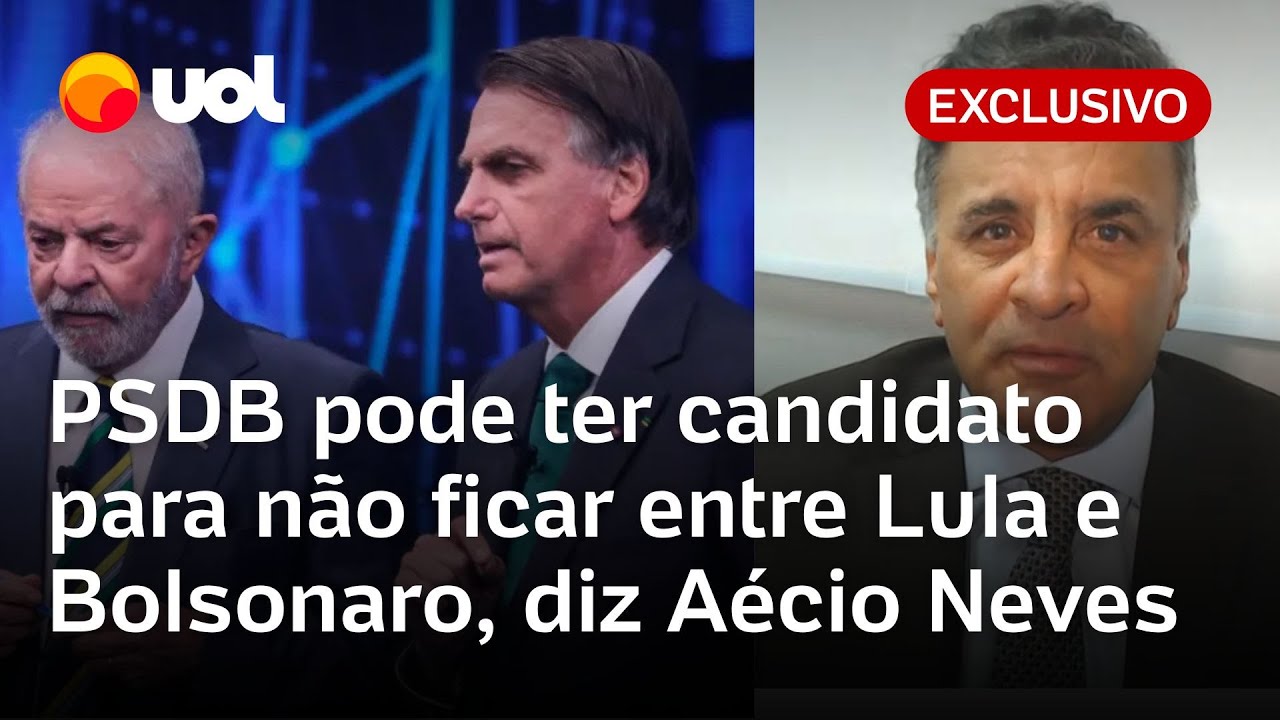 PSDB pode ter candidato &agrave; Presid&ecirc;ncia para n&atilde;o ficar entre Lula e Bolsonaro, diz A&eacute;cio Neves
