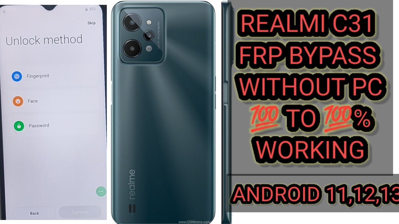 Realme C31Frp bypass Android 11,12,13 | New Solution | Realme (RMX3501) Gmail Id Baypass Without Pc