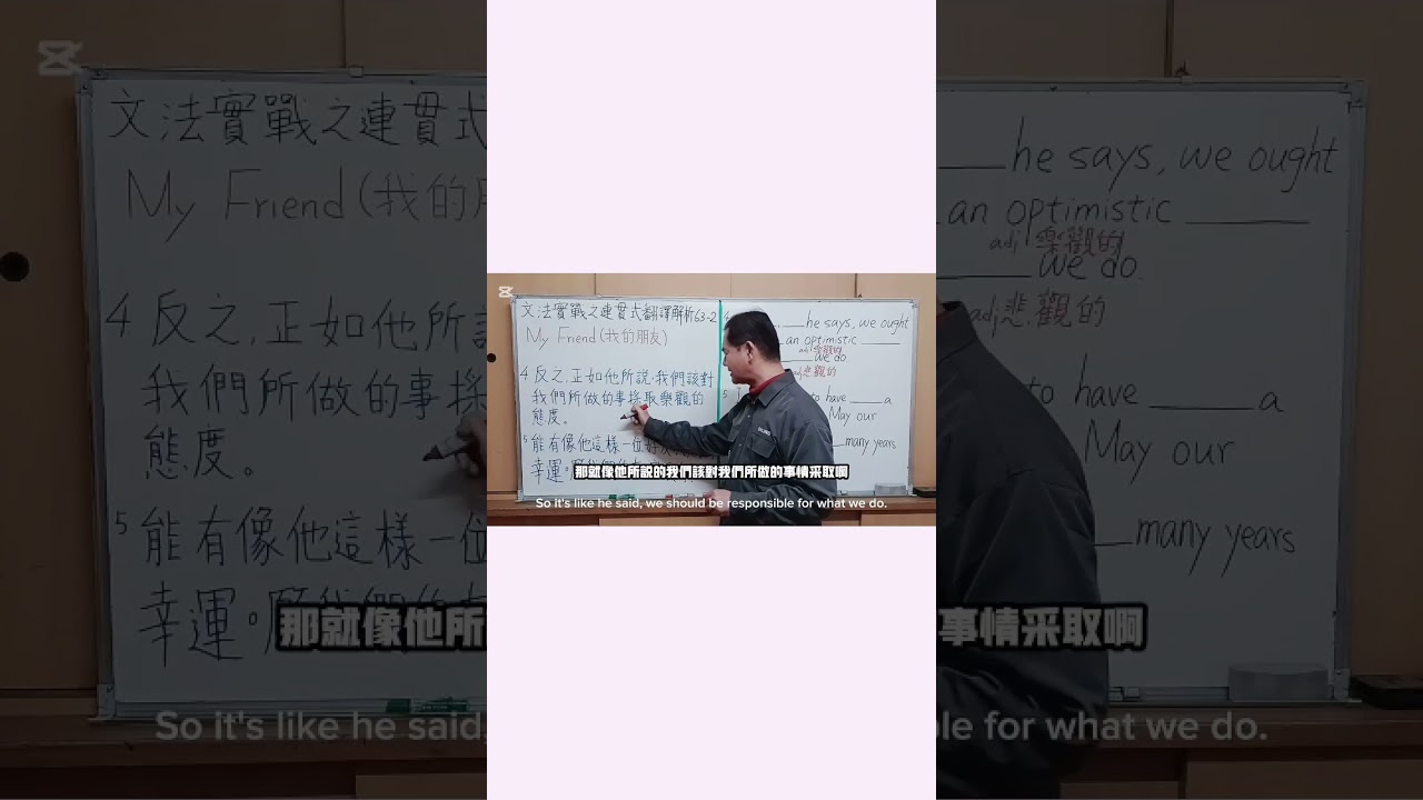Mr.Chen英文教學--文法實戰之連貫式翻譯解析63-2 (My Friend) (學測/中級英檢翻譯)