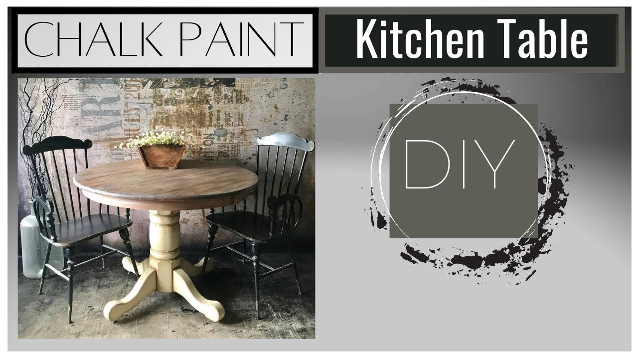 How to Chalk Paint kitchen table with a white wash for natural weathered pickled wood look
