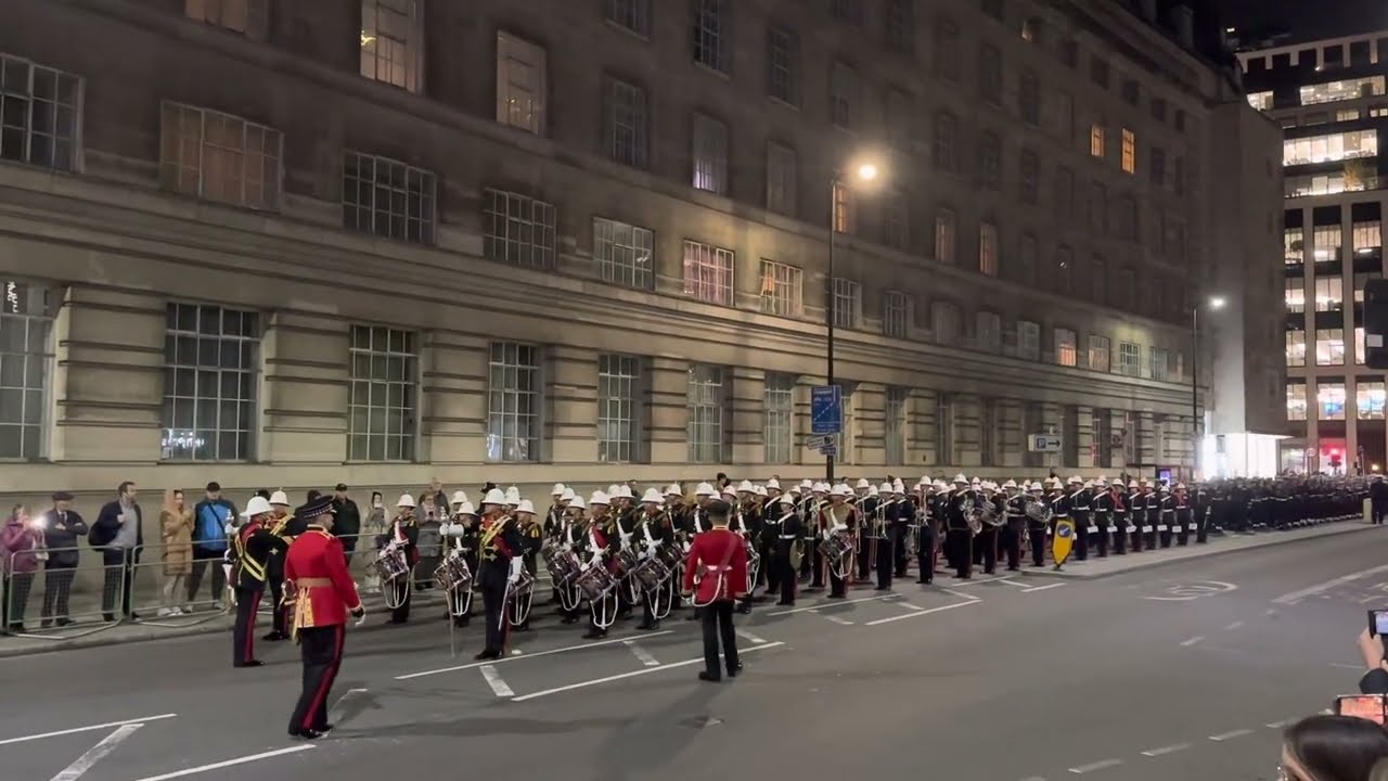 Massed Bands of His Majesty’s Royal Marines At the Midnight Coronation Rehearsal