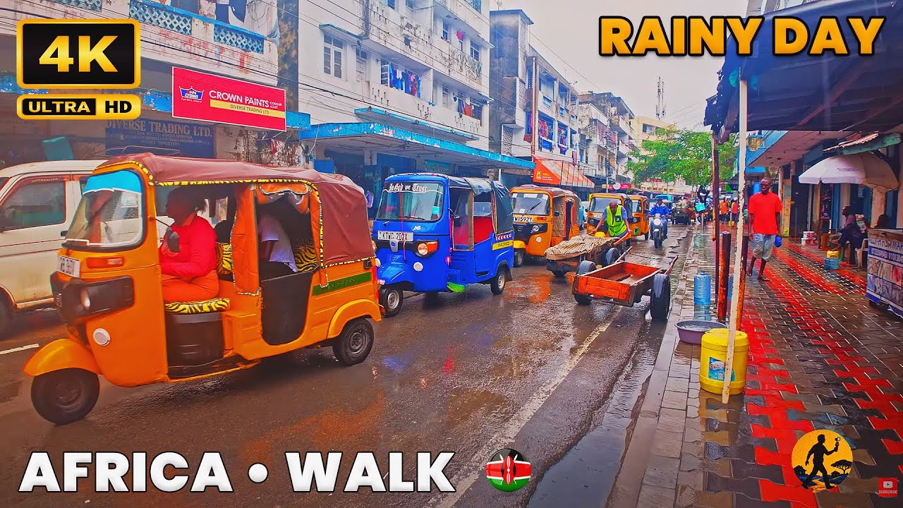 Rainy Day in Mombasa City, Kenya In Africa | Walking Tour In the Wet Streets of Kenya [4K UHD]
