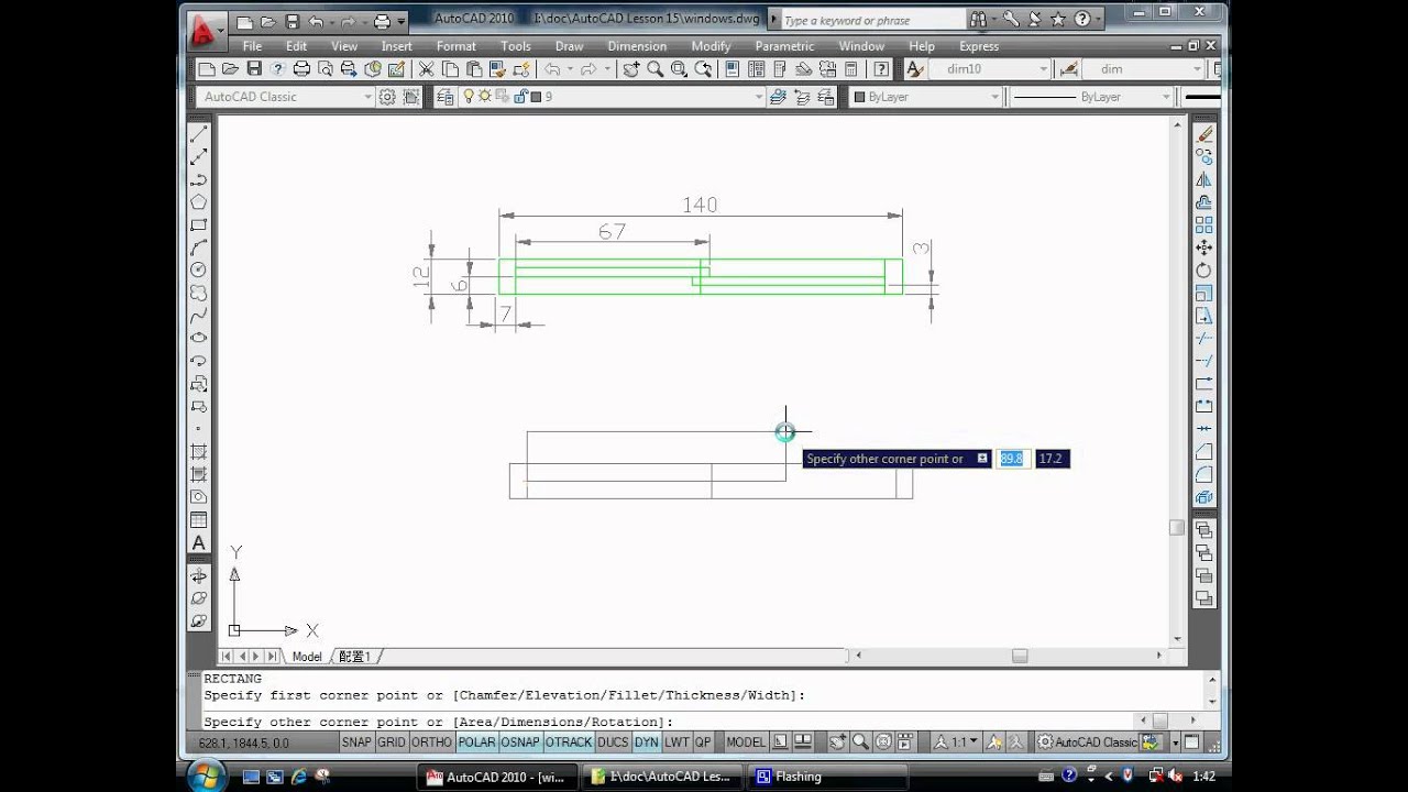 AutoCAD Exercise - Draw a sliding window Tutorial