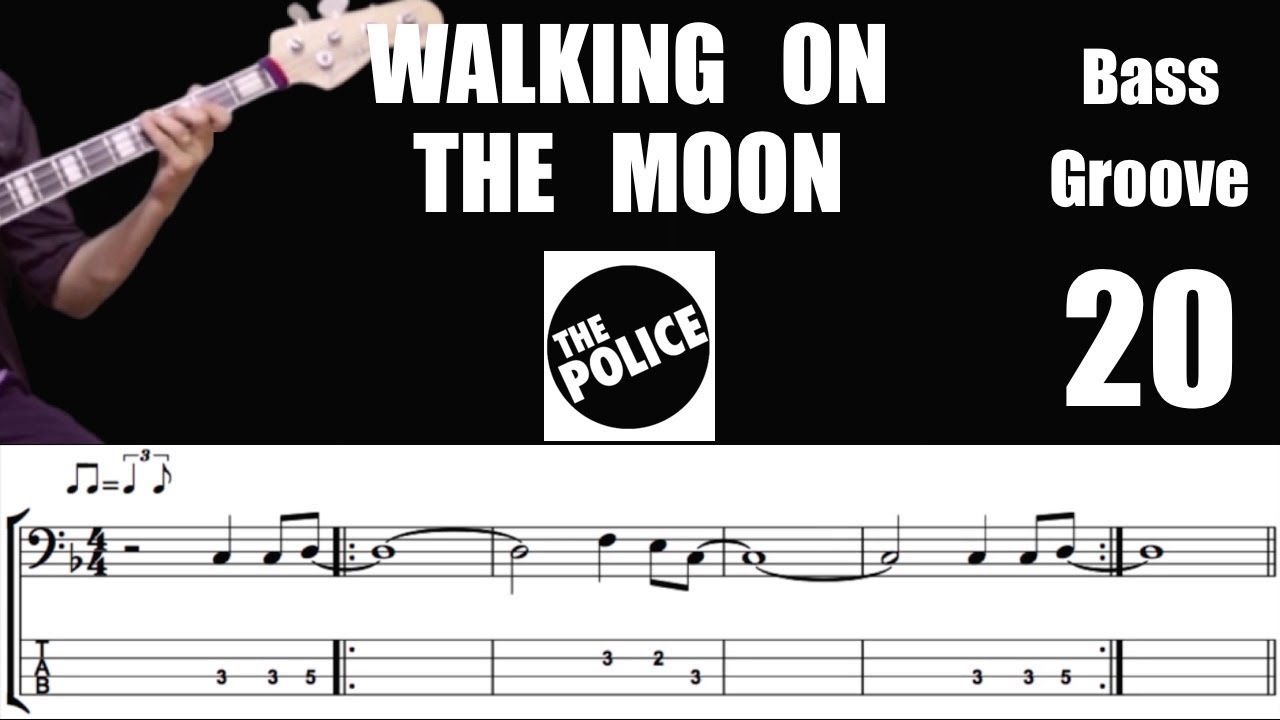 WALKING ON THE MOON (The Police) How to Play Bass Groove Cover with Score & Tab Lesson