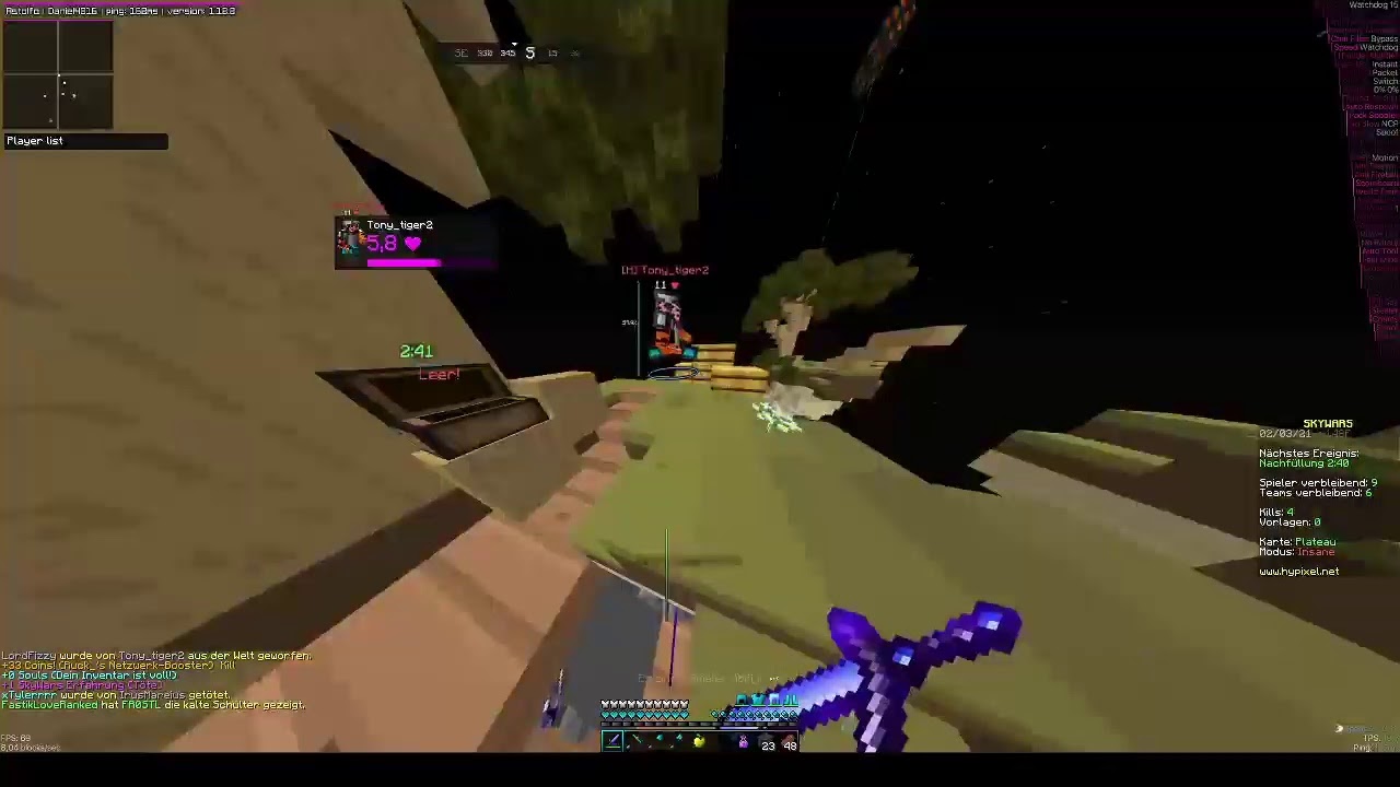 Hacking on Hypixel with Astolfo client. [LIVE]