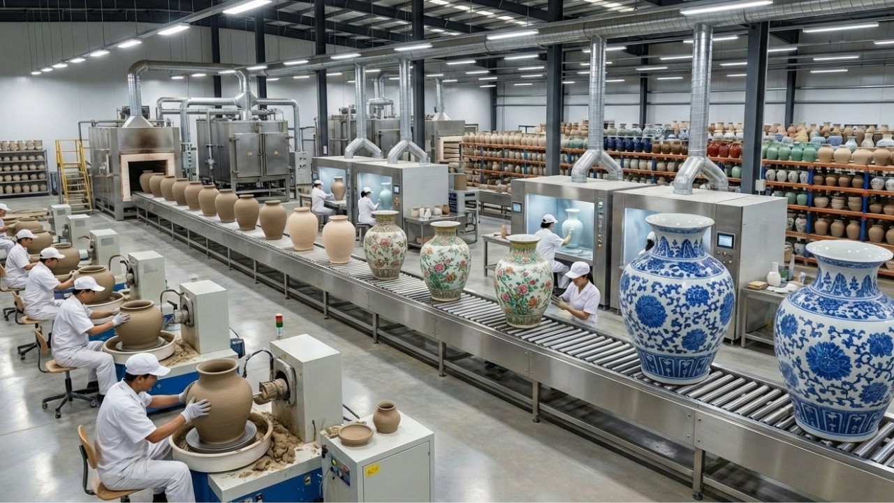 A Tour of a Modern Pottery Factory: 4K Cinematic Journey From Raw Clay to Craft