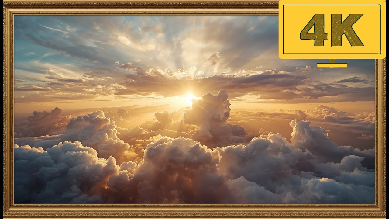 4K TV WALLPAPER Sunrise Above the Clouds | Golden Sky Heavenly Landscape Art