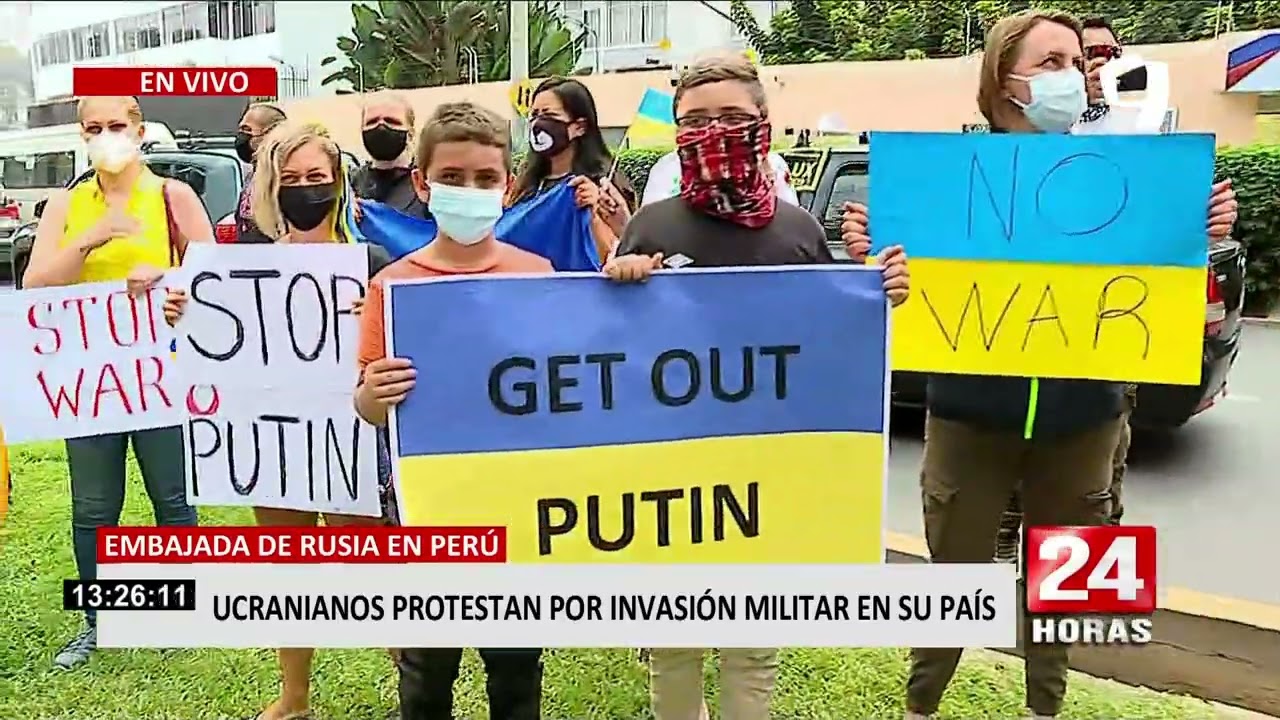 Ucranianos en Perú protestan por invasión militar a su país