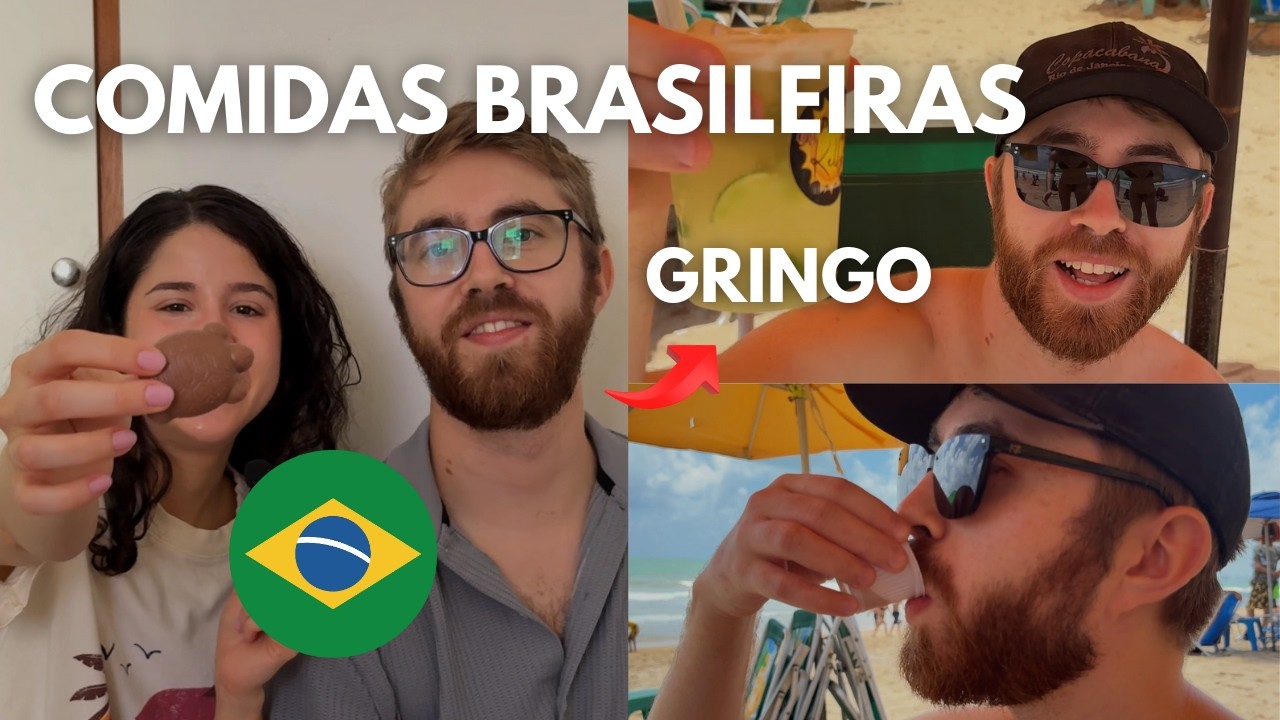 Gringo provando comidas Brasileiras