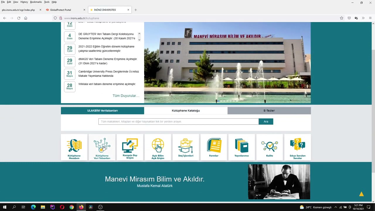 İnönü Üniversitesi I Kütüphane E-Kaynaklarına Kampüs Dışı Erişim (Öğrenciler için)