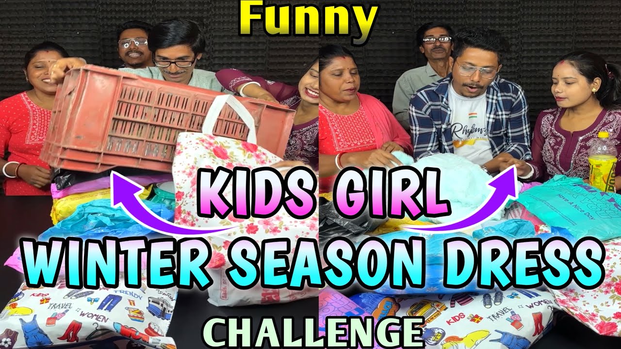 Spacious Kids Girl Winter Season Dress Funny Challenge With Family