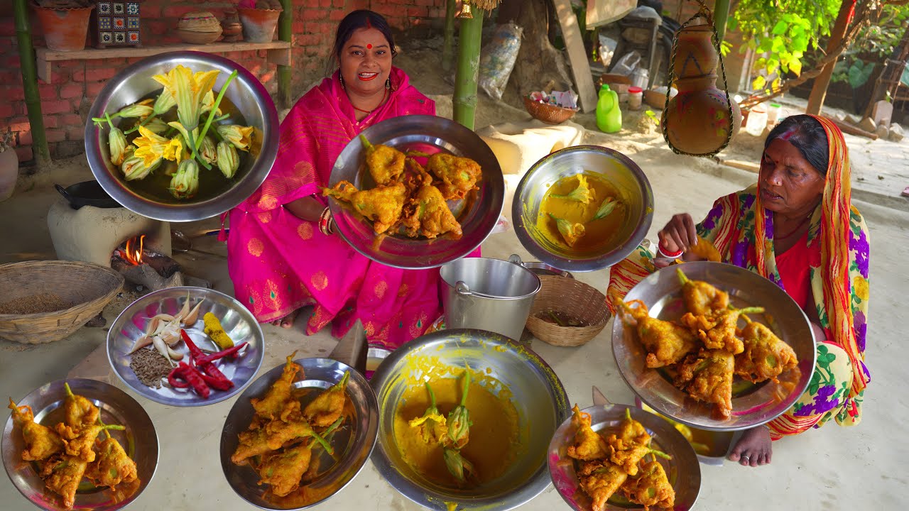 फूल का पकौड़ा कोहड़ा के फूल का बजका/ पकोड़ा Phool Ka Pakoda