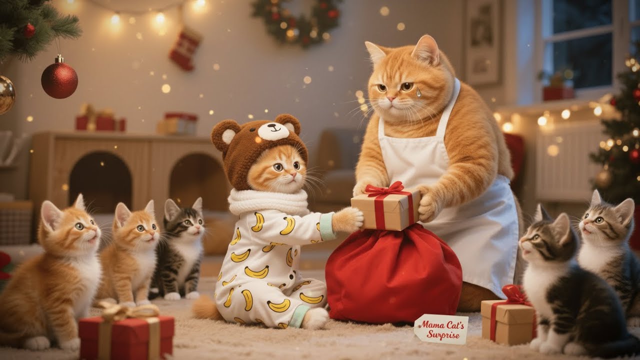 Ginger Kitten Rejects His Christmas Gifts—Mama Cat’s Surprise Melts Hearts 🎄🐾