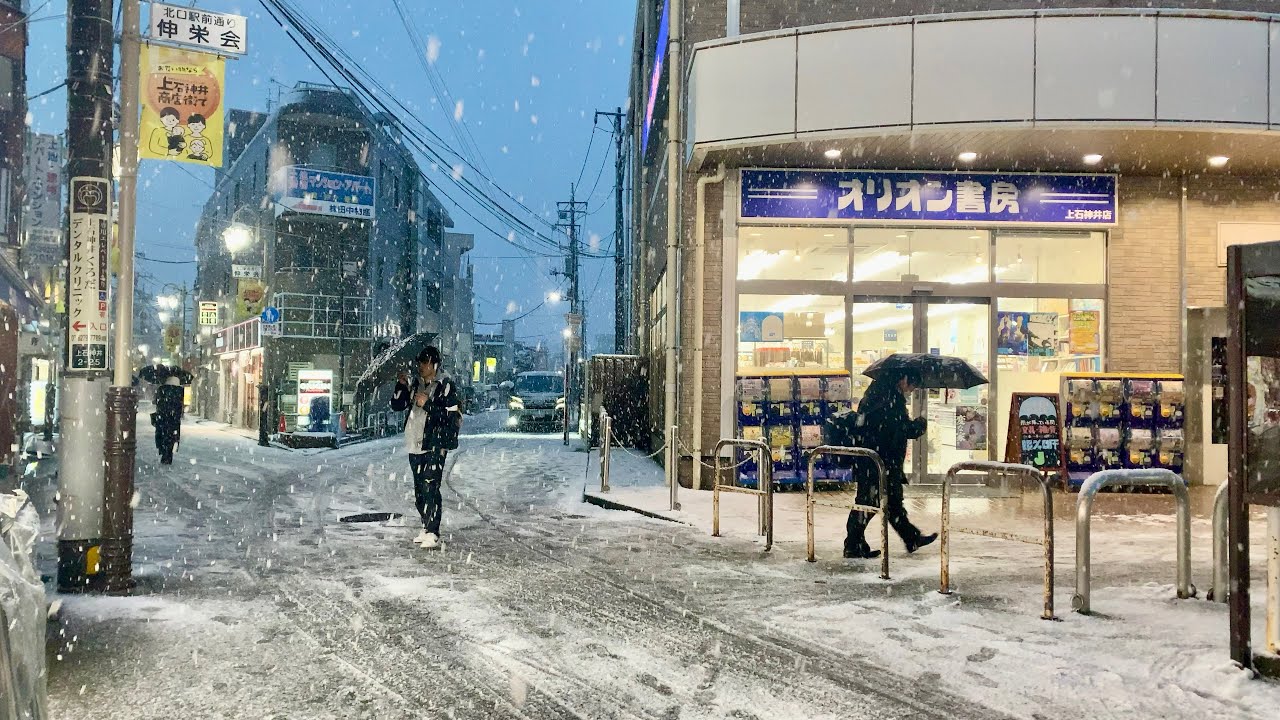 Tokyo Kami-Shakujii Snow Walk | 4K HDR