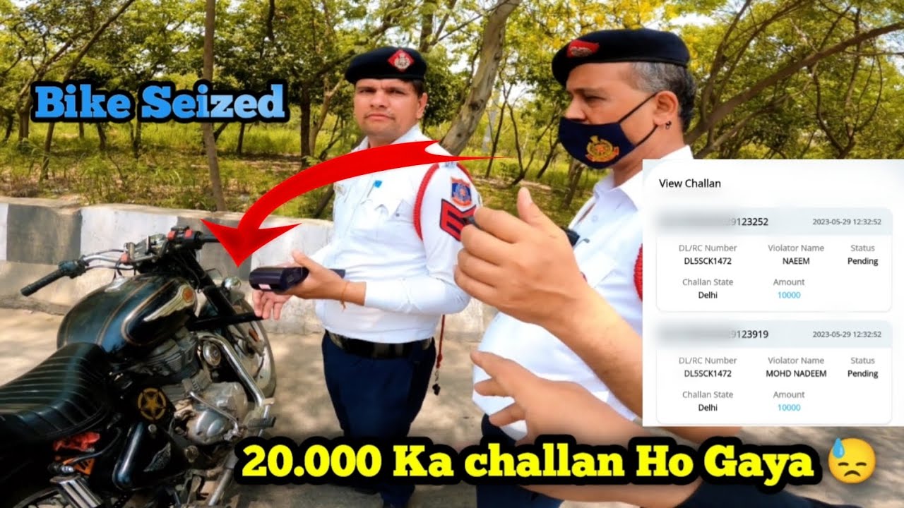 Bike loud exhaust ( bike seized Delhi traffic police + 20000 fine 💸 ? 😓 @MyWorldMyRide