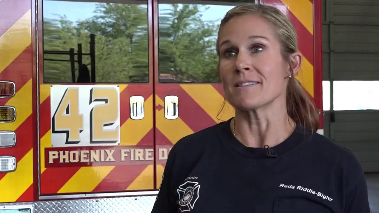 Female firefighters in training
