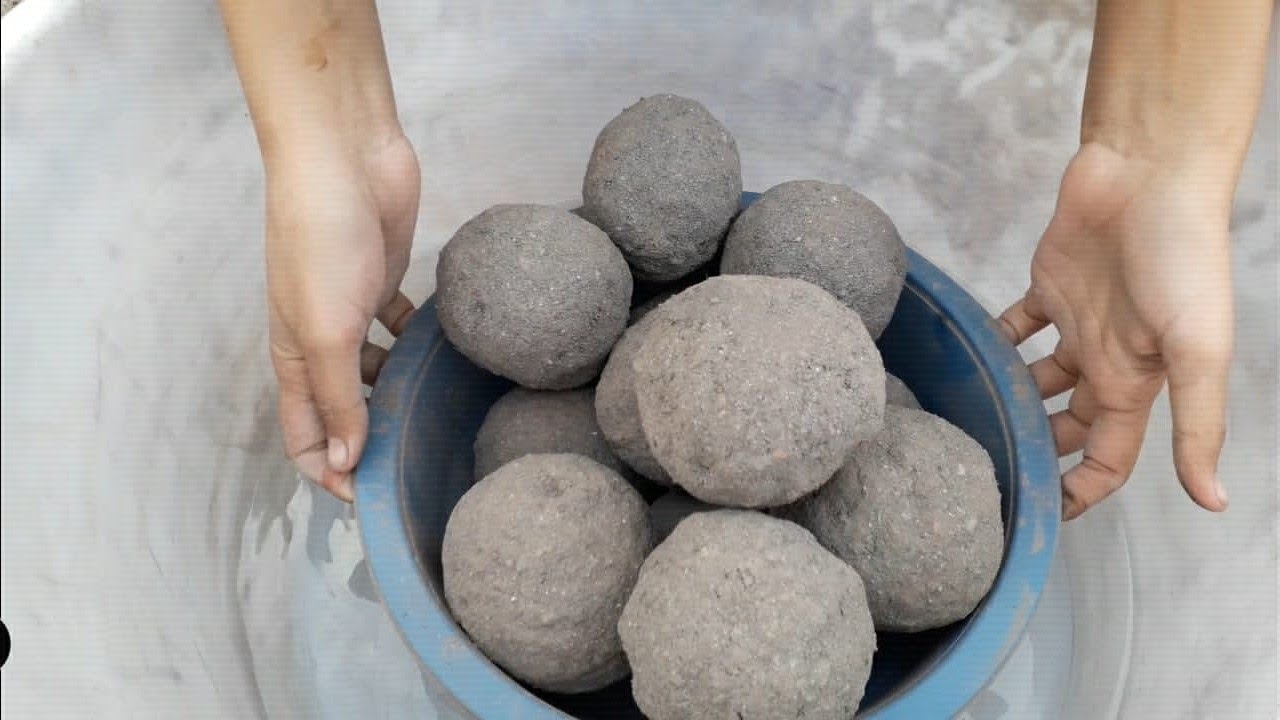 Pure Crunchy sand+cement balls crumbling in lots of water +dip +smashing  crumbling 🤤💦❤️asmr mini