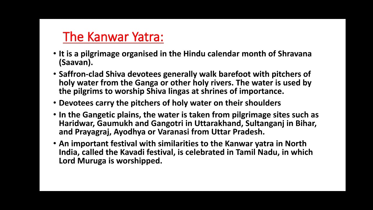 Kanwar Yatra. Important current affair for government exams. UPSC SSC