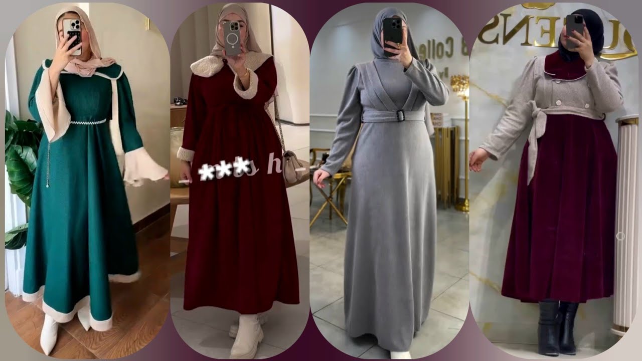 أجمل واشيك موديلات فساتين شتاء 2025 للمحجبات🍂🧸دريسات خروج للبنات موضة شتاء 2025🌧Winter 2025 dresses💕