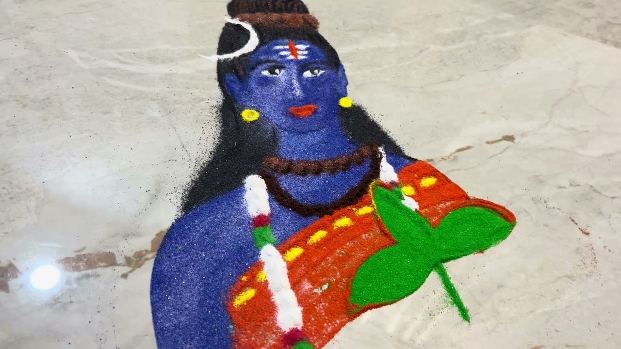  Divine Mahadev Rangoli | हर हर महादेव 🔱 #FestivalRangoli#HarHarMahadev #ArtOfDevotion