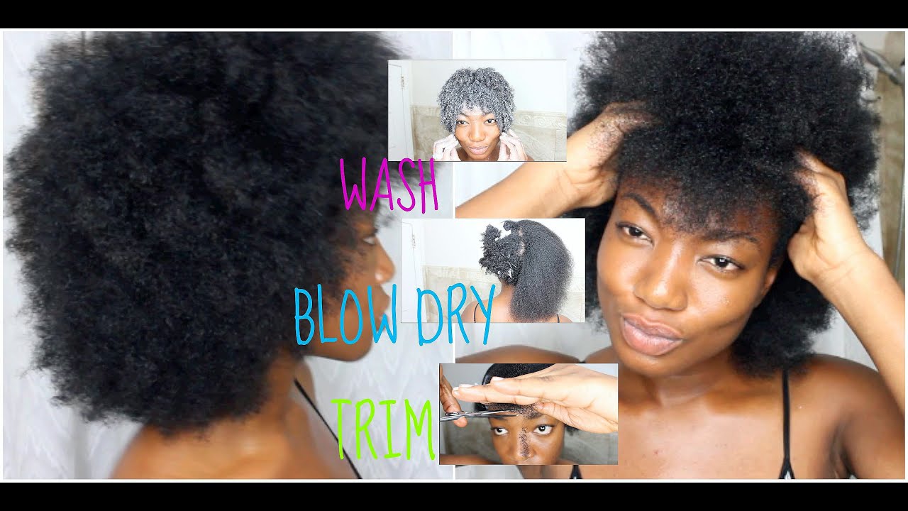 Watch me WASH, BLOW DRY, & TRIM my Natural Hair