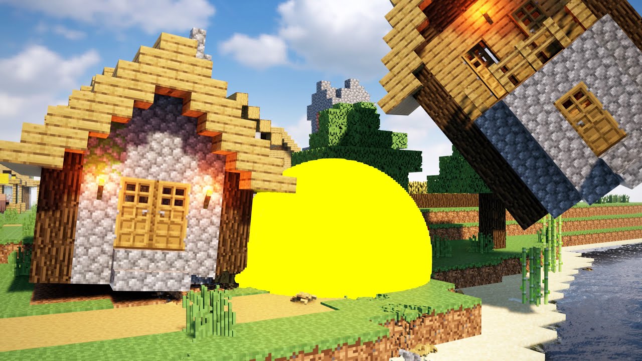 Yellow Black Hole vs Minecraft Village (Spin Hole) | Teardown