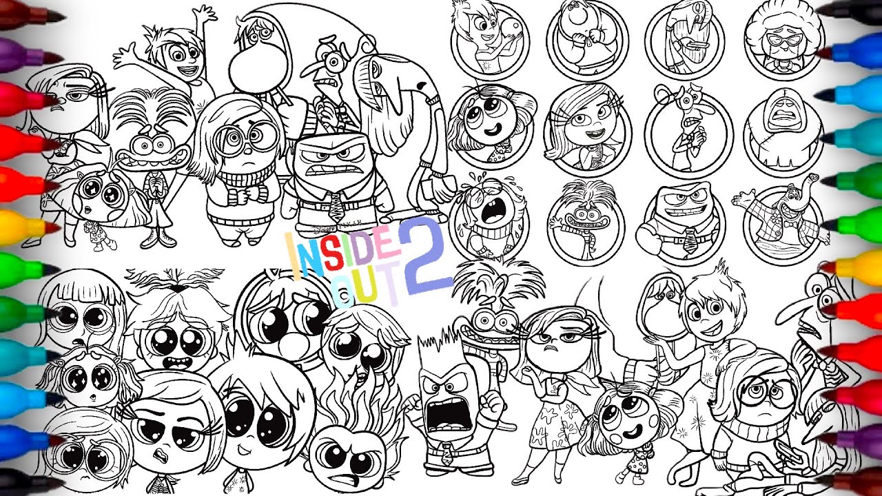 Inside Out 2 Coloring Pages Mix / Coloring All Emotions from Inside Out