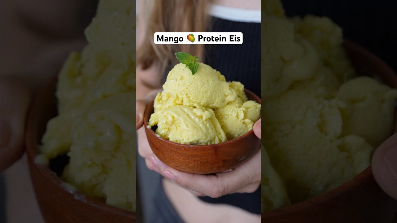 Mango Protein Eis 🥭 Gesunde Eis-Rezepte, ohne Eismaschine #mrsflury #rezept #icecream #mango
