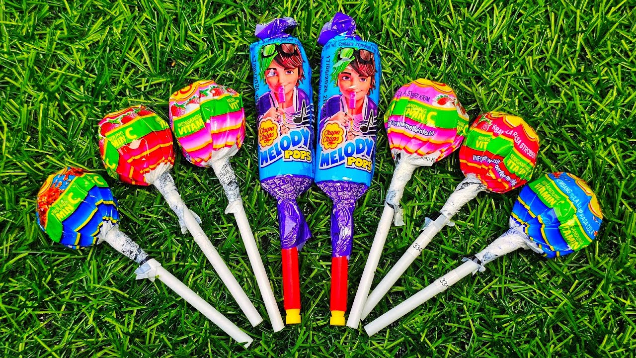 Satisfying video Asmr lollipops candy and chocolate gummy candy and unboxing video Asmr