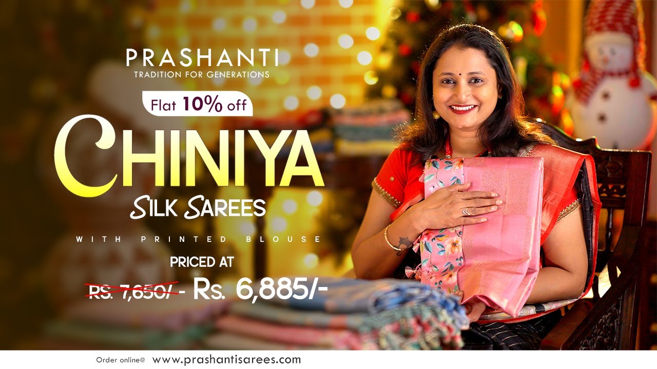 Chiniya Silks with Digital Printed Blouse | Christmas & Sankranti Sale - Flat 10% OFF | Prashanti