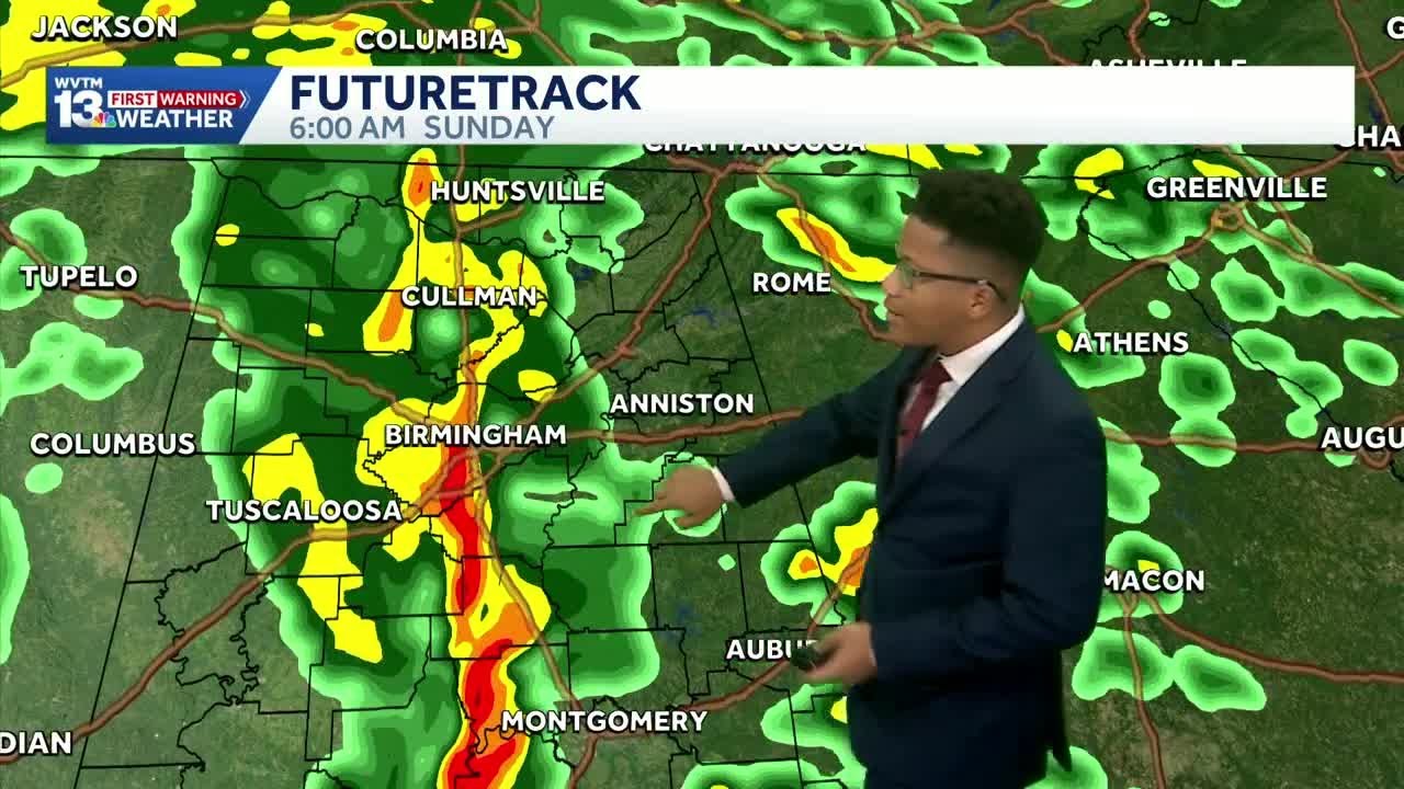 Showers and thunderstorms return to Alabama Sunday, with a warmer weather forecast next week