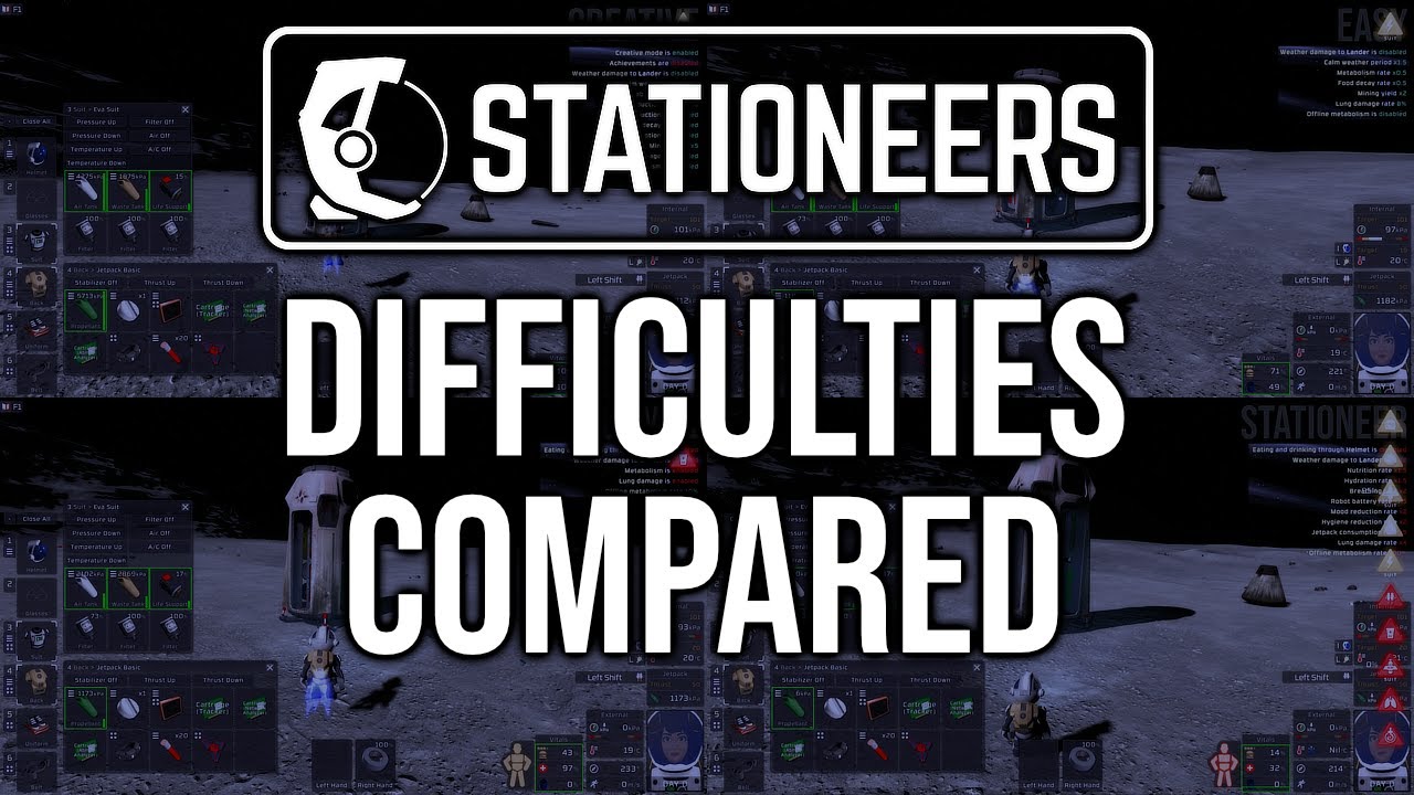 Stationeers - Comparison of DIFFICULTY levels (timelapse) ****